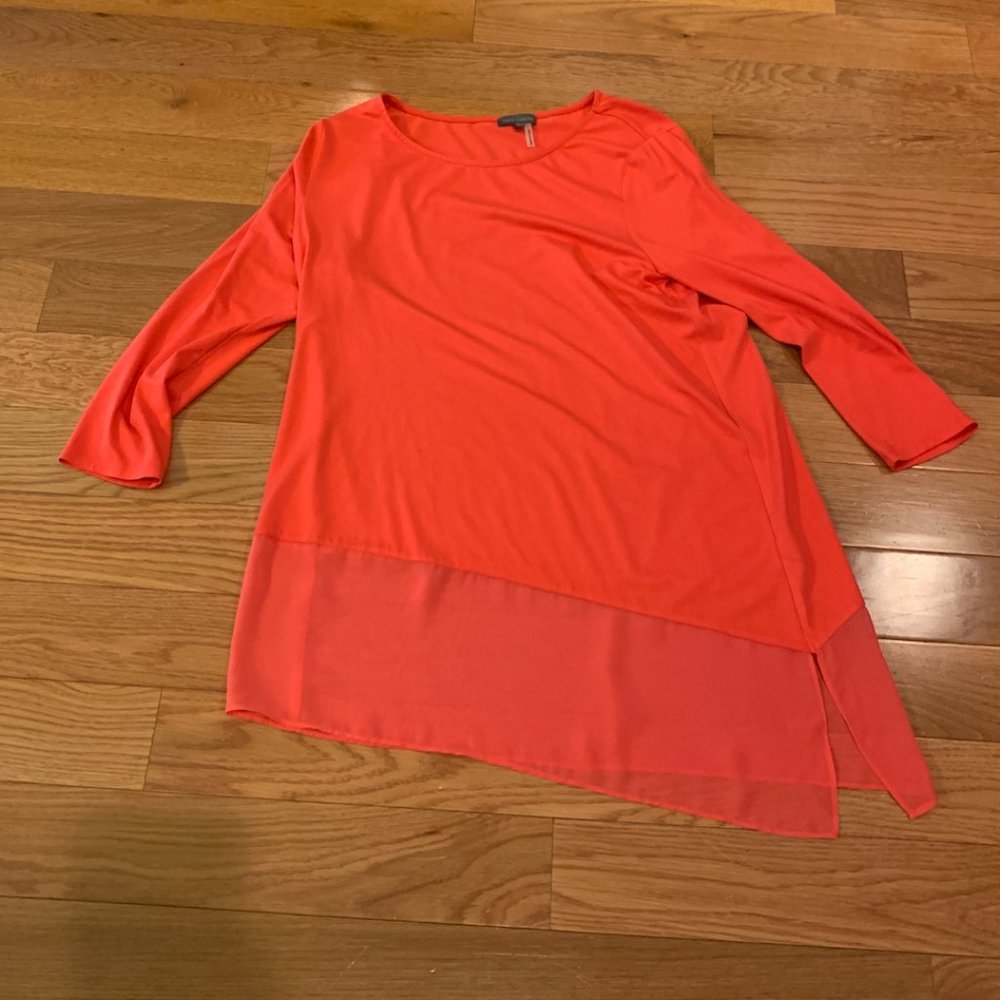 Vince Camuto 3/4 Length Bright Coral Shirt